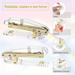 Golden Office Supplies Set - Stapler Pen Holder Pen Ruler