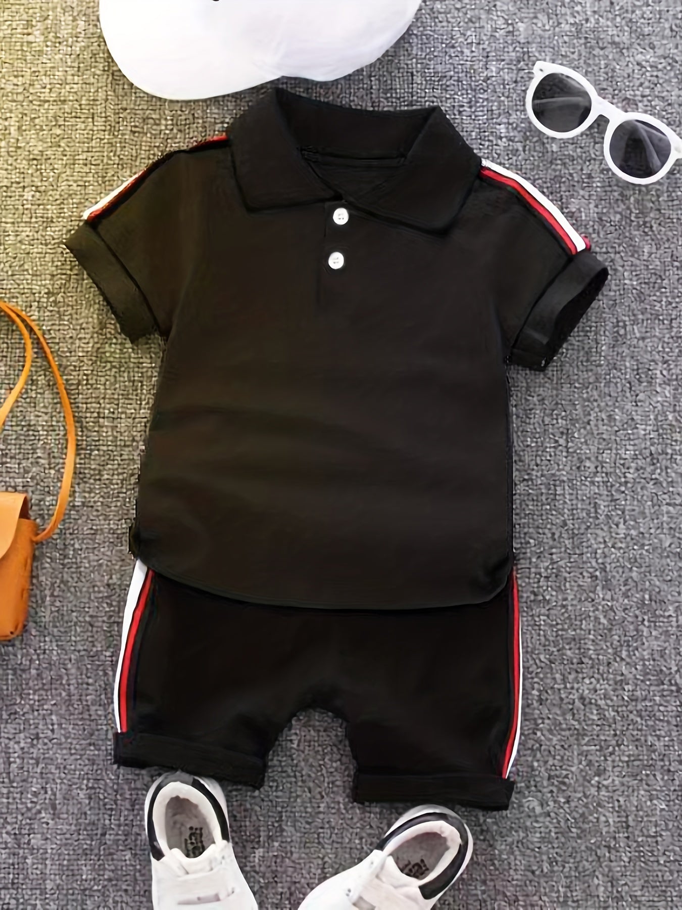 2pcs Boys Casual Polo Shirt & Shorts Kids Summer Clothes Sets