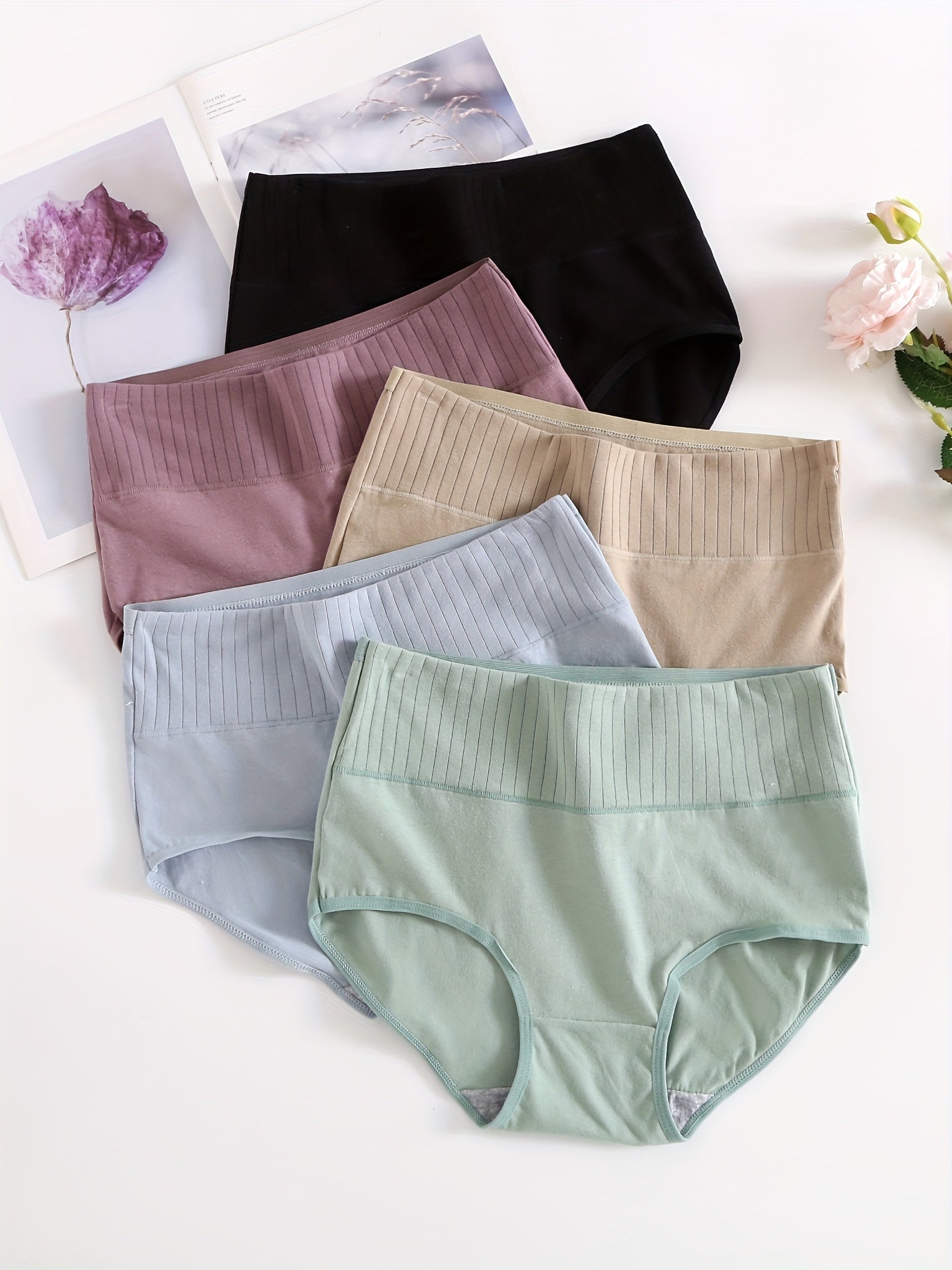 5pcs Solid Briefs Seamless Sports Panties Women's Lingerie
