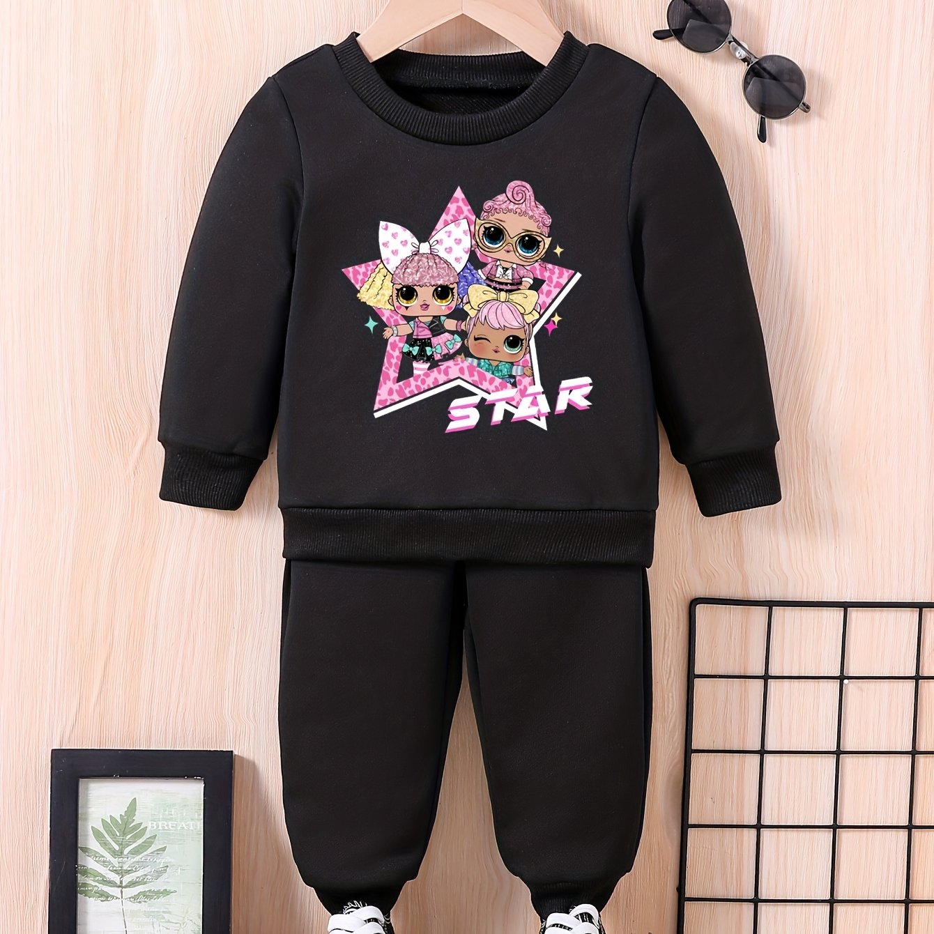 Baby Girls Cartoon Team Sweatshirt Pants Set