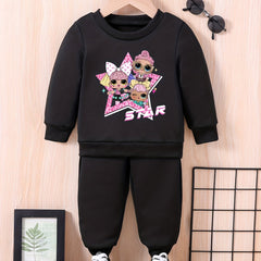 Baby Girls Cartoon Team Sweatshirt Pants Set