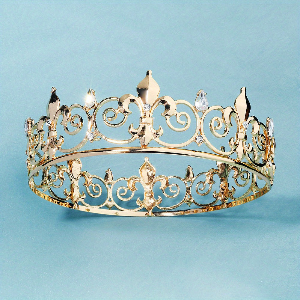 Crystal Tiara Golden Rhinestone Bridal Crown