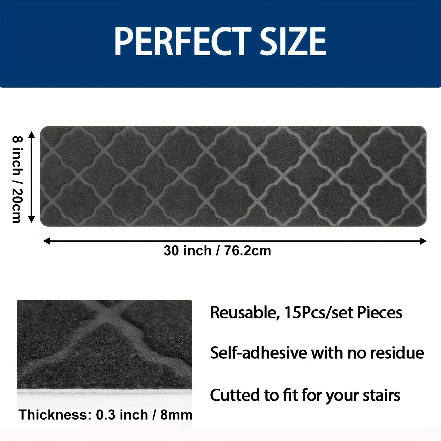 15pcs Stair Treads Non Slip Carpet Tape for Wooden Steps