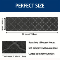 15pcs Stair Treads Non Slip Carpet Tape for Wooden Steps