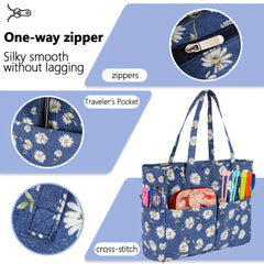 Printed Dustproof Knitted Tote Bag Yarn Storage Wool Organizer