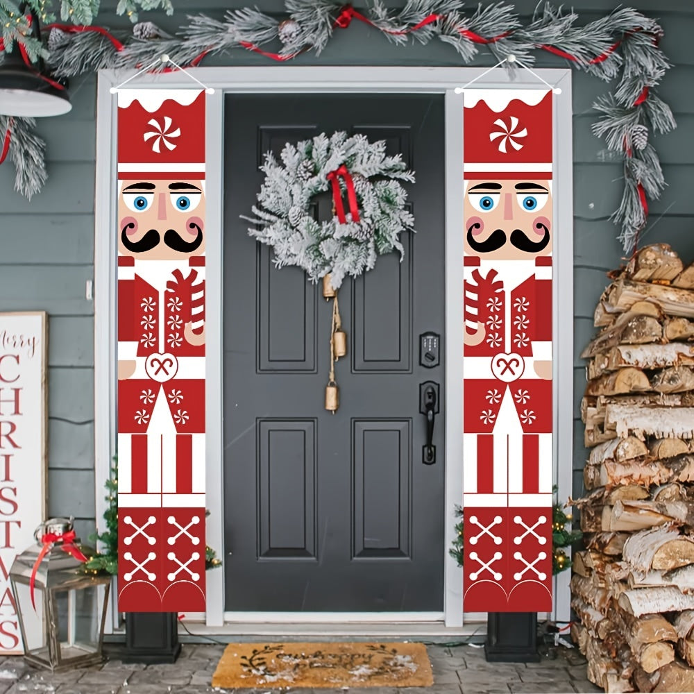 Christmas Nutcracker Banner Porch Decorations Soldier Vertical Christmas Decor