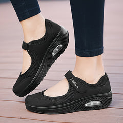 Women's Hook & Loop Fastener Backless Walking Shoes Breathable Sneakers