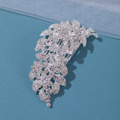 Silver Rhinestone Flower Hair Comb for Girls
