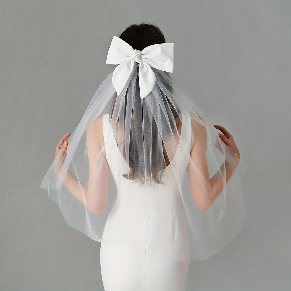 MIALLO Wedding Veil with Bow Hair Accessory Soft Tulle Bridal Veil