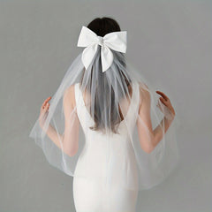 MIALLO Wedding Veil with Bow Hair Accessory Soft Tulle Bridal Veil