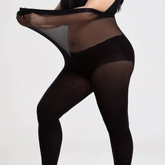 Women's Plus Size Solid Semi Sheer High Rise Tights