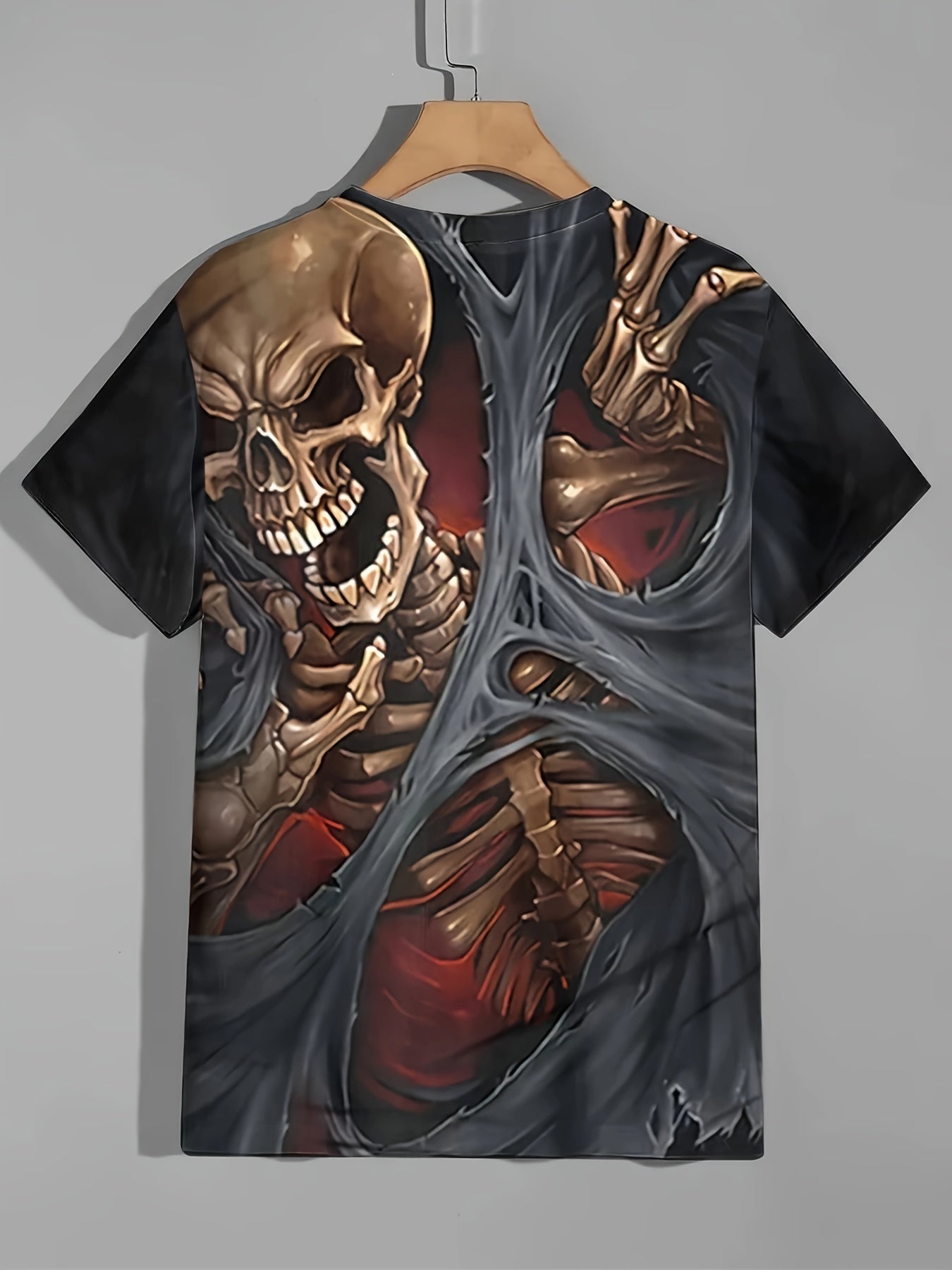 Men's 3D Skeleton Graphic T Shirt Breathable Stretchy Tee for Halloween Style