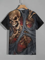 Men's 3D Skeleton Graphic T Shirt Breathable Stretchy Tee for Halloween Style