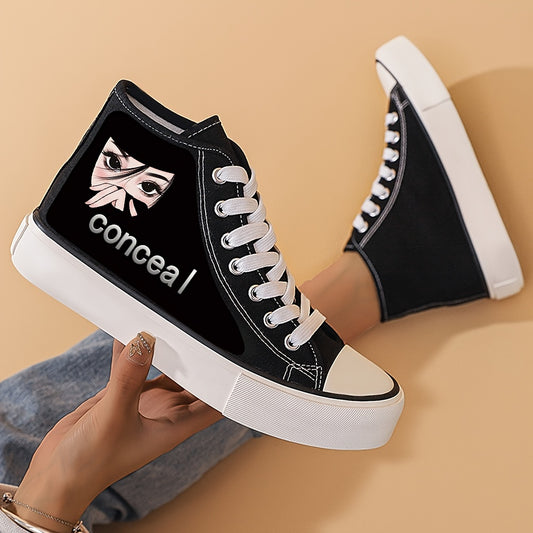 Anime Girl Pattern Lightweight High Top Canvas Sneakers