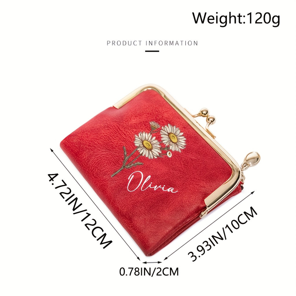 Personalized Women's Flower Name Wallet Gift for Mother, Wife, BFF