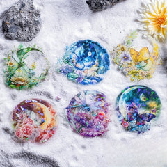 10pcs Moon Butterfly Decorative Stickers Retro Journal Scrapbooking DIY Sticker