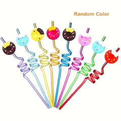 8pcs Donut Straws Party Favors Girls Donut Party Supplies