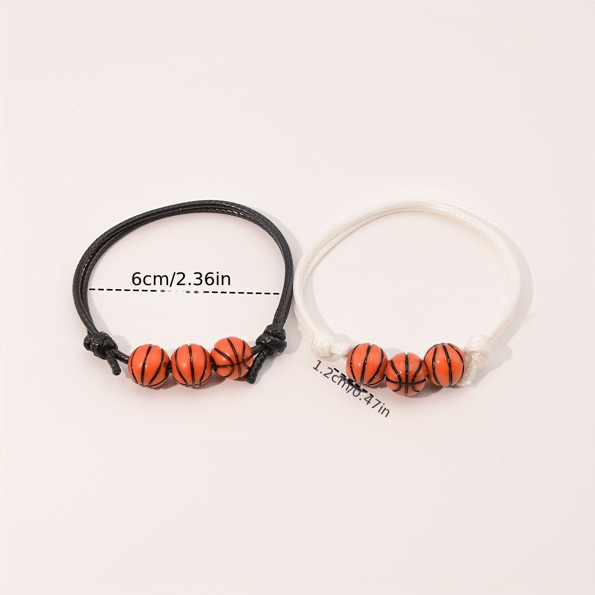 2pcs Boys Sports Wax Thread Braided Basketball Bracelet Set