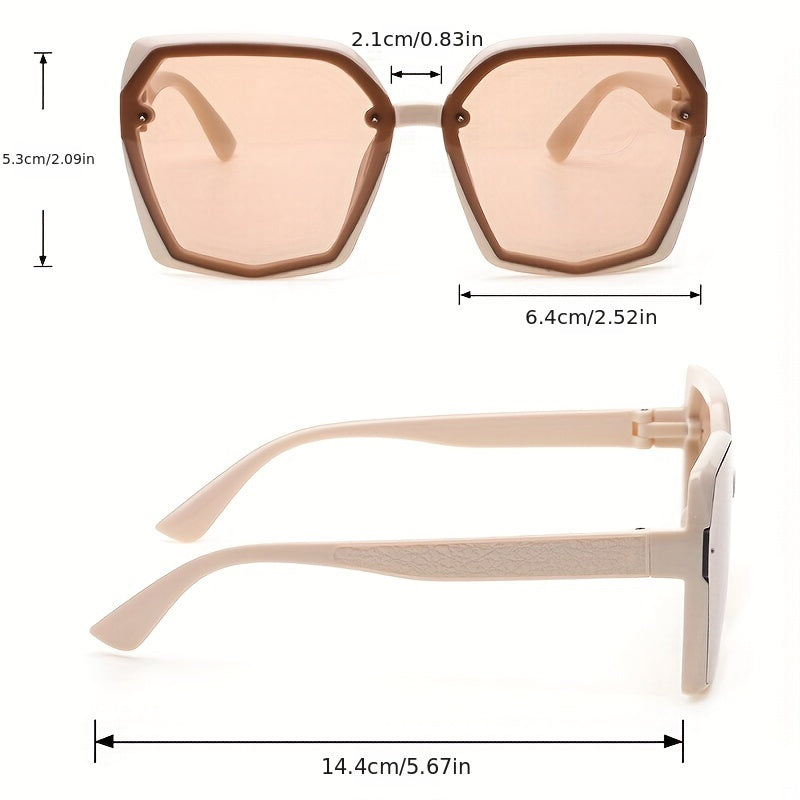 Geometric Frame Sunglasses UV400 Block Rivet Glasses