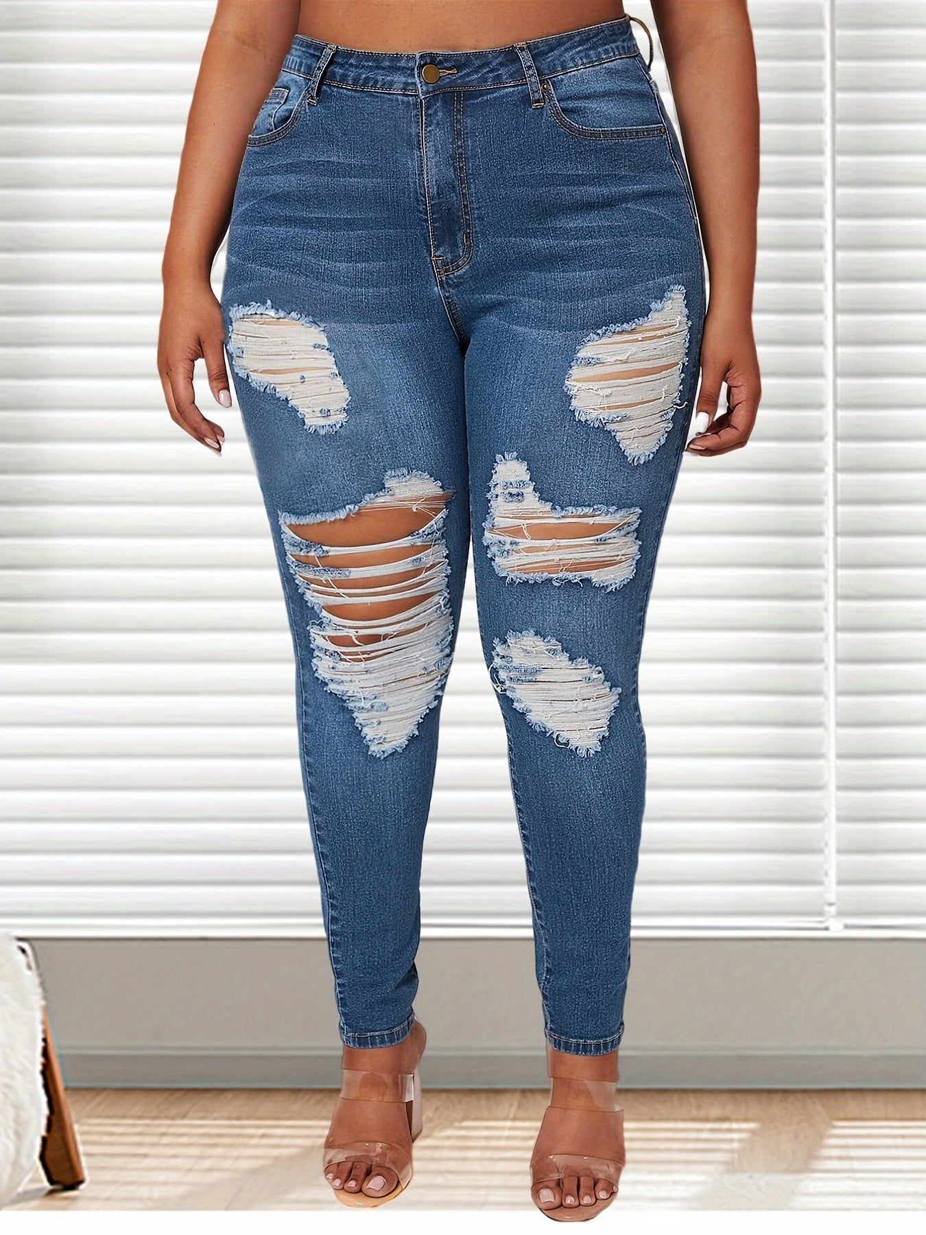 High Rise Skinny Denim Jeans Women's Plus High Stretch Casual Jeans