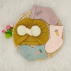 3 Pairs Baby Boneless Socks & Twisted Cap Boys Girls