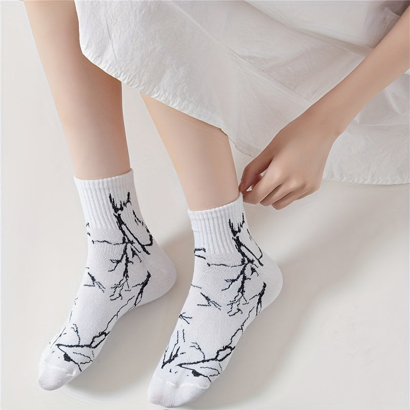 Lightning Print Socks - Women's Mid Tube Stockings