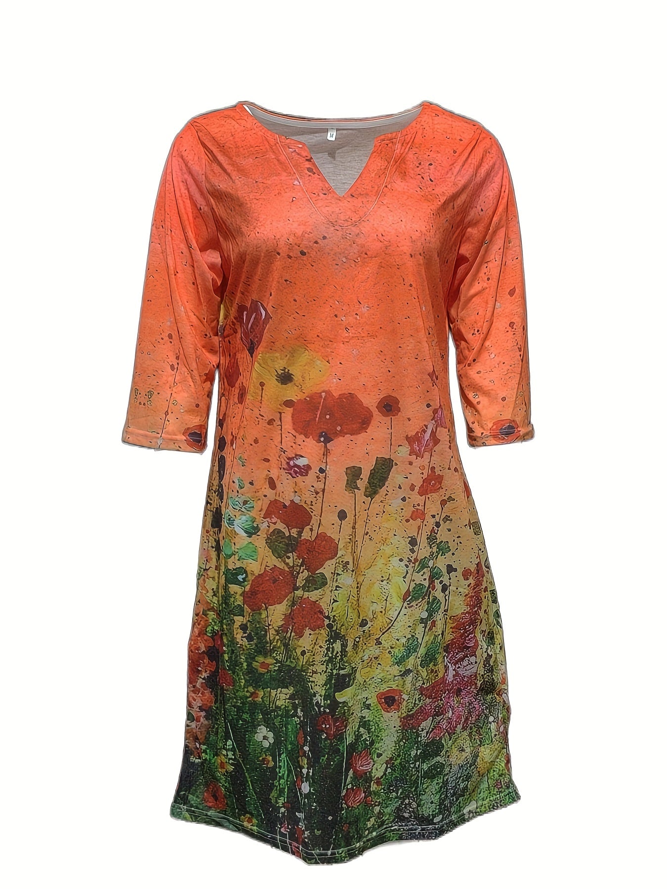 Floral Print Dress Casual Half Sleeve Spring Summer Women's Clothing