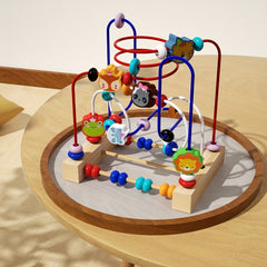 Kids Tri Track Animal Bead Maze Puzzle with Wooden Blocks