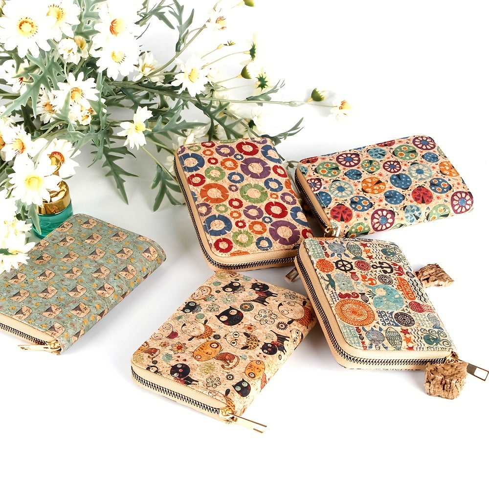 Vintage Pattern Clutch Coin Purse Zipper Around Wallet