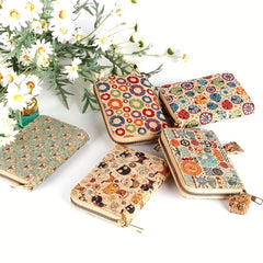 Vintage Pattern Clutch Coin Purse Zipper Around Wallet