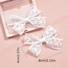 2pcs Girls Lace Bow Hair Clips Hair Accessories