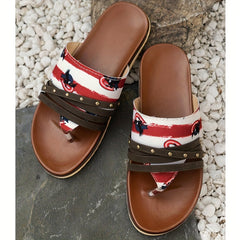 Women's Eagle Stripe Pattern Flip flops Comfortable Beach Slippers