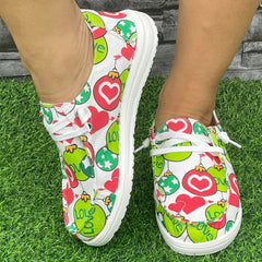 Women's Love Heart Slip On Shoes Flat Skateboard Lightweight Walking Shoes