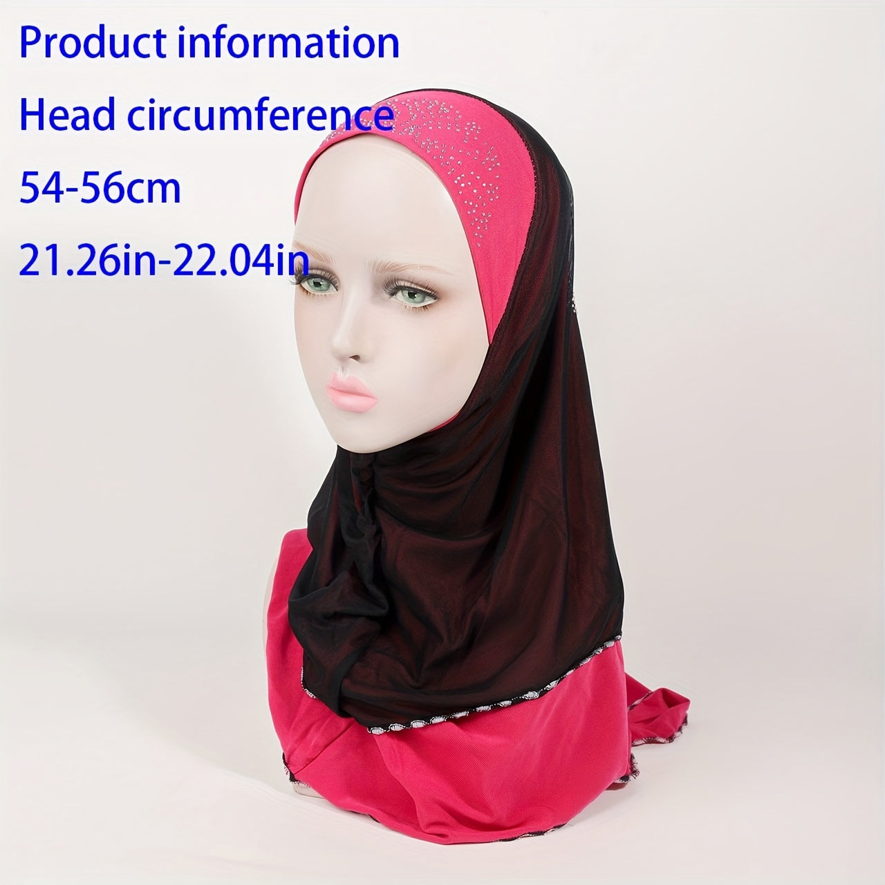 Rhinestone Decor Hijab Double Layer Turban Elastic Neck Cover Head Scarf
