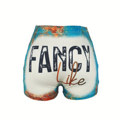 Fancy Like Print Skinny Shorts Casual Shorts Women