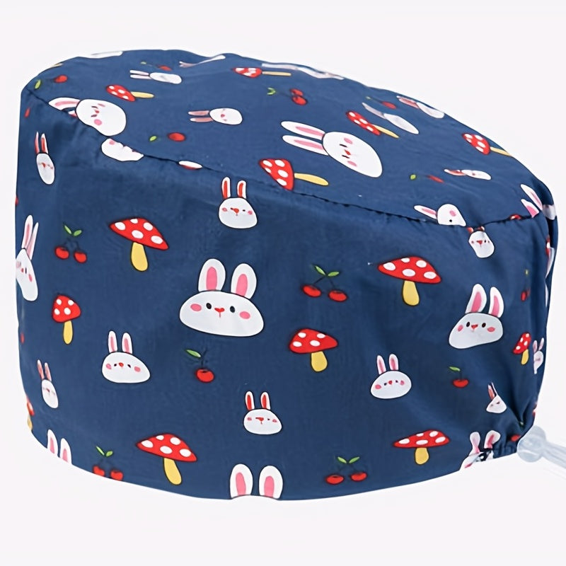 Printed Adjustable Work Cap Scrub Nurse Hat Men Women