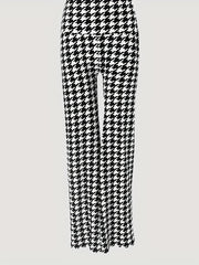 Houndstooth Wide Leg Pants High Waist Casual Spring Summer Women's Clothing