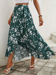 Floral Print High Waist Maxi Skirt