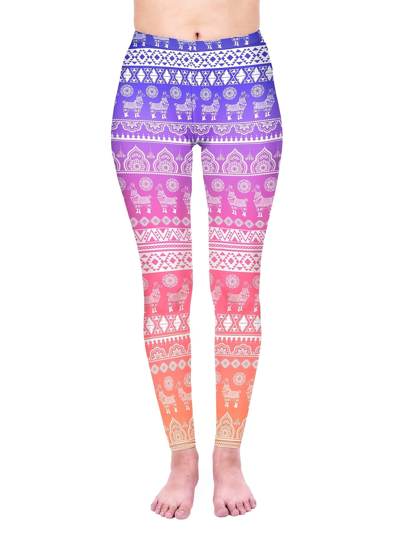 Gradient Print Skinny Leggings Stretchy High Waist Yoga Leggings