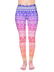 Gradient Print Skinny Leggings Stretchy High Waist Yoga Leggings