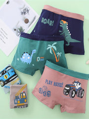 5pcs Boys Teen Cartoon Print Cotton Boxer Briefs Underwear