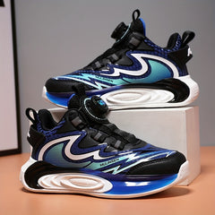 Boy's Rotating Buckle Basketball Shoes Non Slip Sneakers