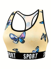 Butterfly Print Racer Back Tank Bra