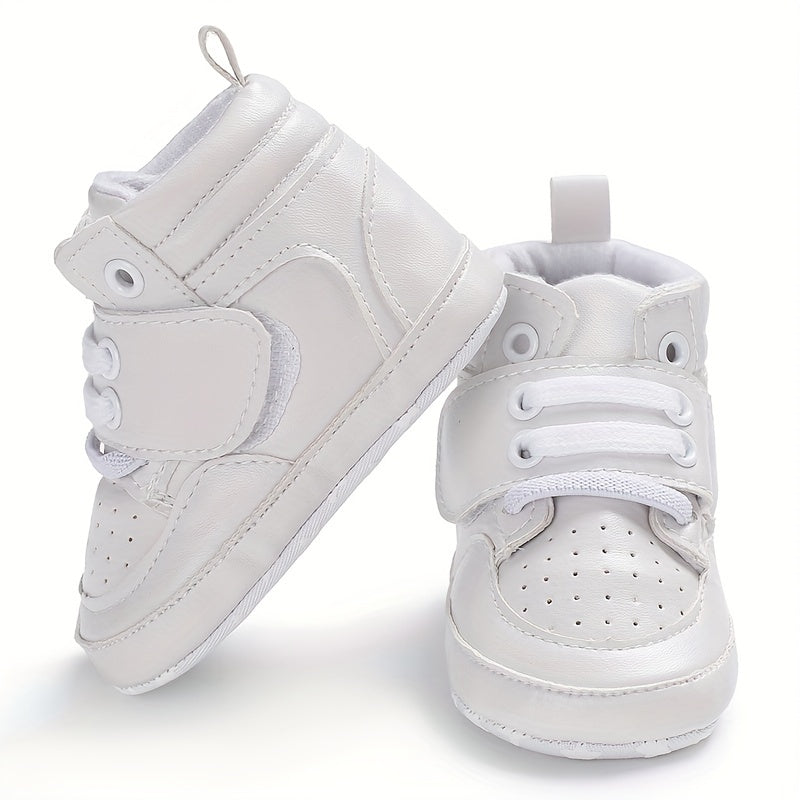 Baby Boys High Top Sneakers Hook & Loop Fastener Toddlers Outdoor Walking Shoes