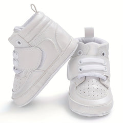 Baby Boys High Top Sneakers Hook & Loop Fastener Toddlers Outdoor Walking Shoes