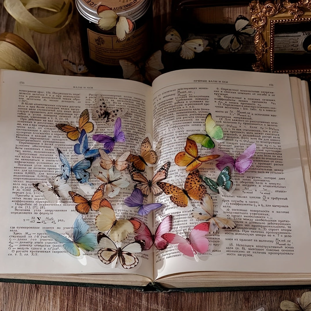 40pcs Butterfly Stickers Transparent Nature Scrapbook Supplies