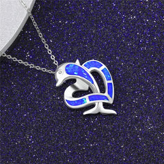 Dolphin Decor Heart Pendant Necklace - Party Gift For Girls
