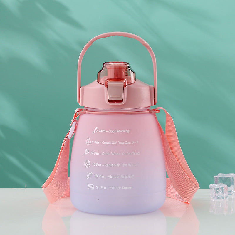 1300ml Motivational Water Bottle with Time Marker & Strap