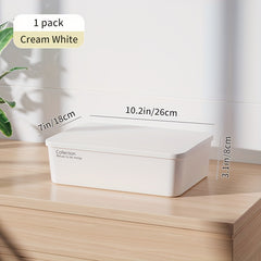 5pcs Stackable Plastic Storage Bins w/Lid - Room & Bathroom Decor