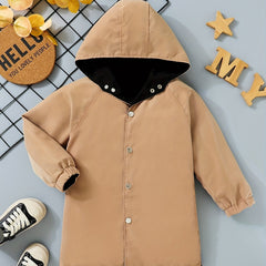 Boys Letter Print Windbreaker Hooded Jacket